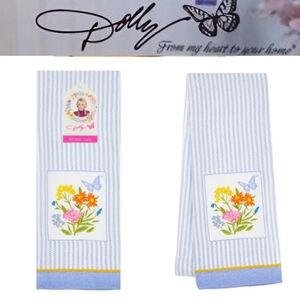 Dolly Parton Butterflies & Wildflowers Striped Kitchen Towel